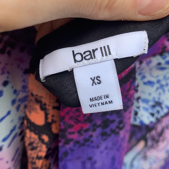 BAR III Purple Sunset Snake Twisted Back Long Sleeve Blouse Top XS - Picture 7 of 12